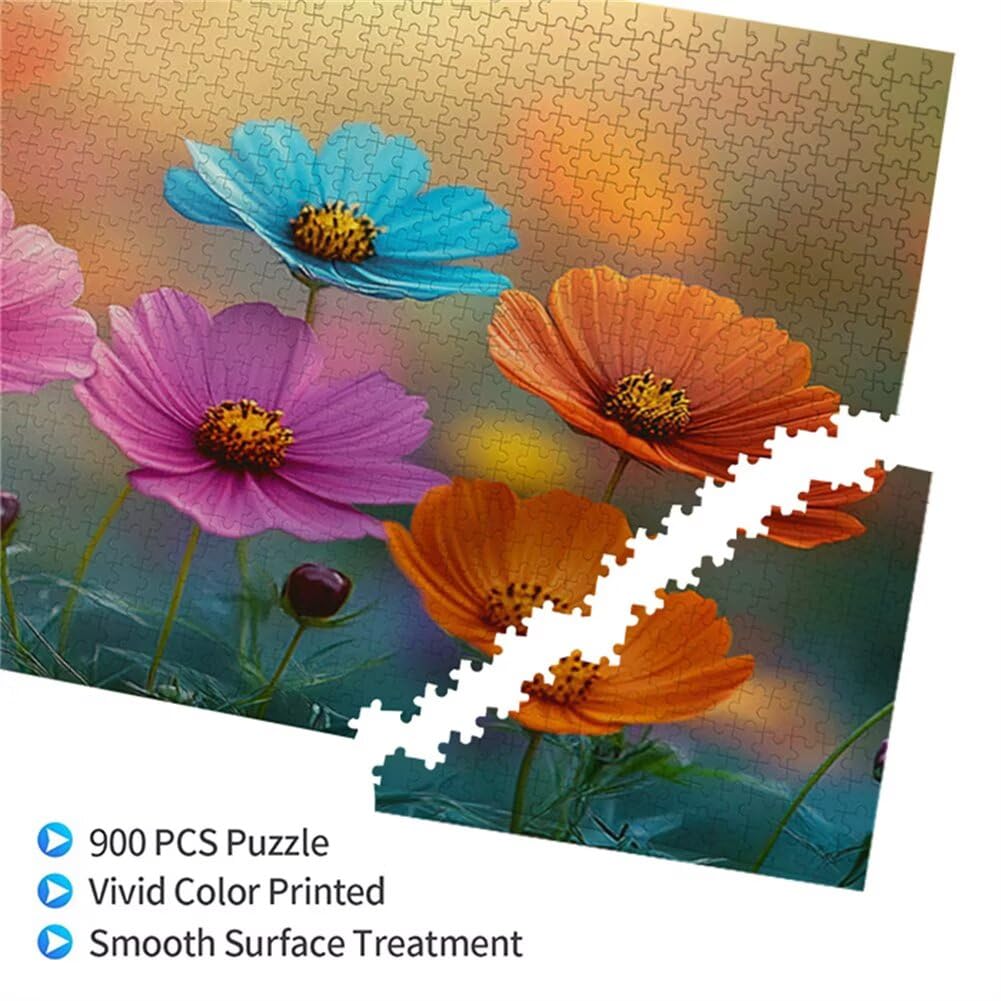 Puzzle Fleur 900 Pieces Paysage Puzzle Adultes 87 x 34 cm DIY Difficile Classiques Jigsaw Panoramique, Adulte Jeu éducatif, 2025 Bois Jigsaw Art Impossible Famille Challenge, Cadeau pour Femme J-8
