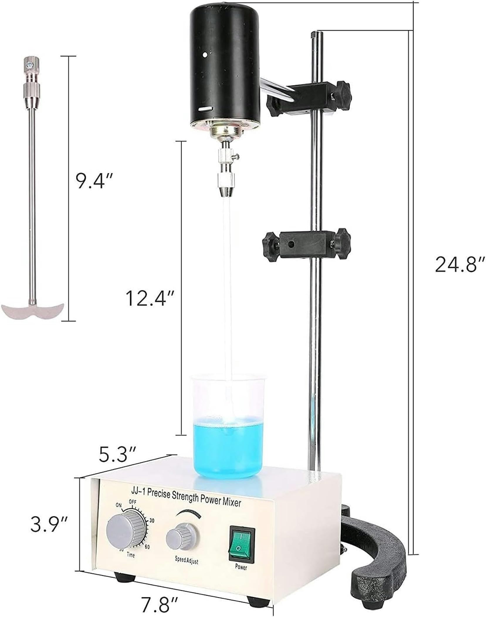 Elektryczny mikser mieszadłowy, cyfrowy mikser laboratoryjny, regulowana wysokość 0-3000 obr./min, moc 100 W, timer 0-120 minut do mechanicznego mieszania w laboratoriach