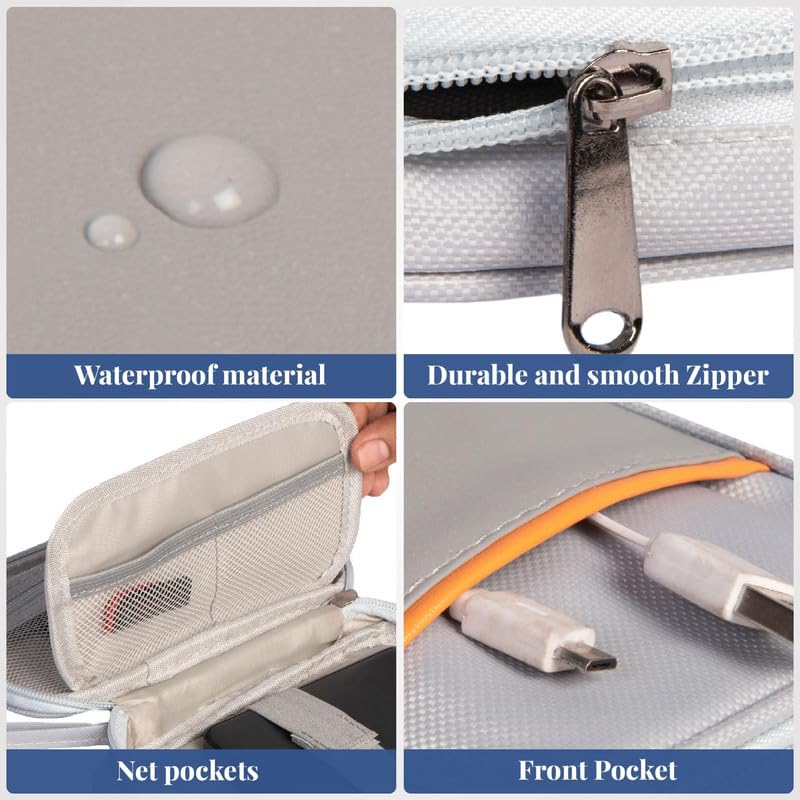 Image of HomeStrap Tech Organizer Case for Electronics Accessories | Storage Pouch for Chargers, Cables, Power Banks, SD Cards & Earphones | Waterproof & Travel-Friendly Gadget Bag - Grey, Small