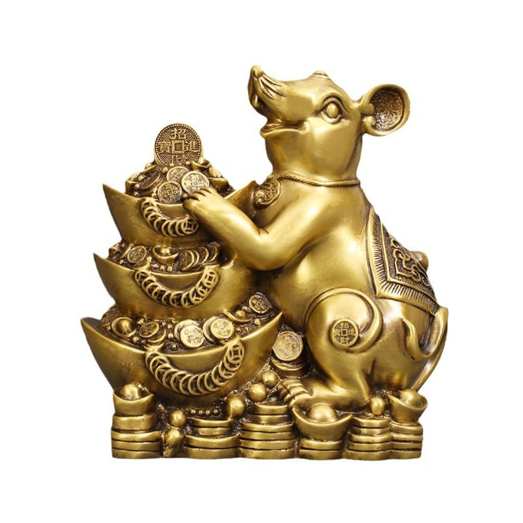 Bronze Living Room Ornaments Chinese Style Ingot Rat Brass Ornaments Creative Living Room Porch Office Study Desk Decorations Ornaments to Attract Wealth