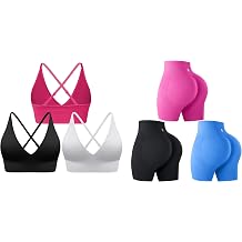 Evercute Womens Sports Bras Adjustable Deep V Neck Wireless Bras Set Size L
