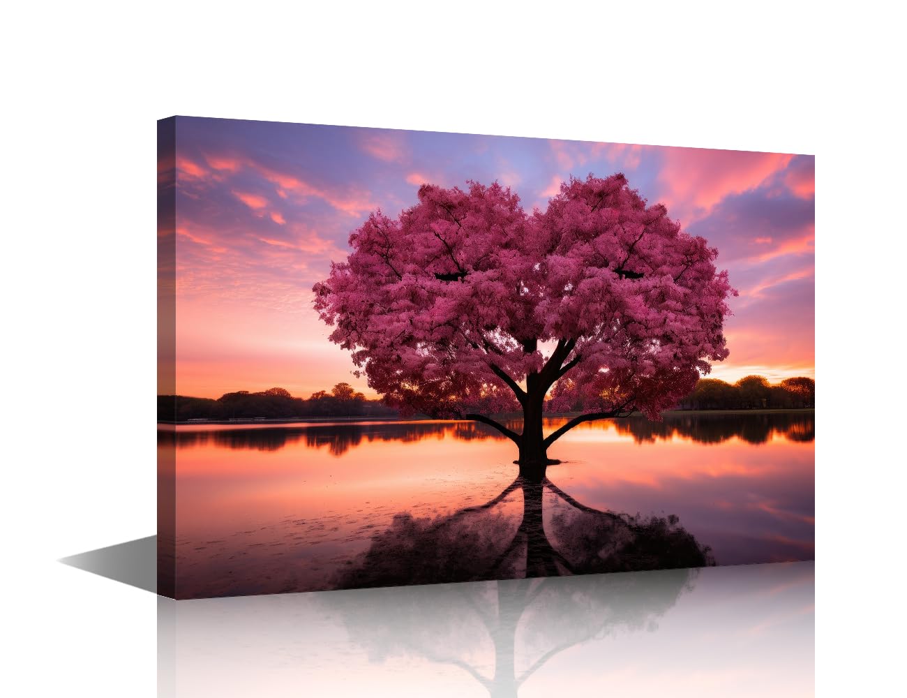 TISHIRON Tree Of Life Wall Pictures for Living Room Beauty In Nature Paintings 1Panel Prints Forest Wall Art on Canvas Abstract Artwork Giclee Home Decor Wooden Framed Stretched 18x12in