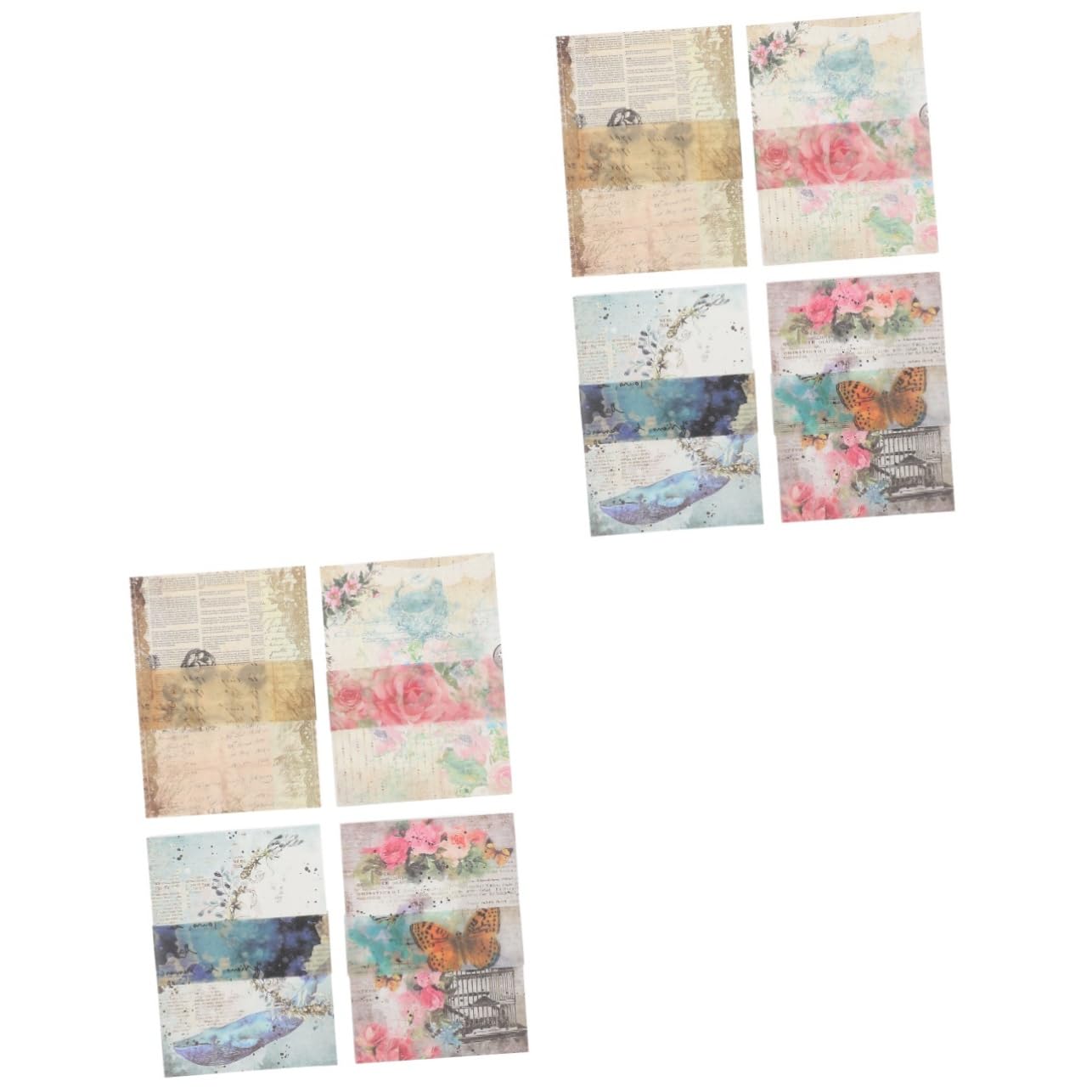 Lurrose2pcs 4 Pocket Material Paper Backing Paperstationery Paper Decoupage Paper Craft Background Paper Vintage Paper Materials Scrapbook Paper Vintage Scrapbook DIY Material Paper