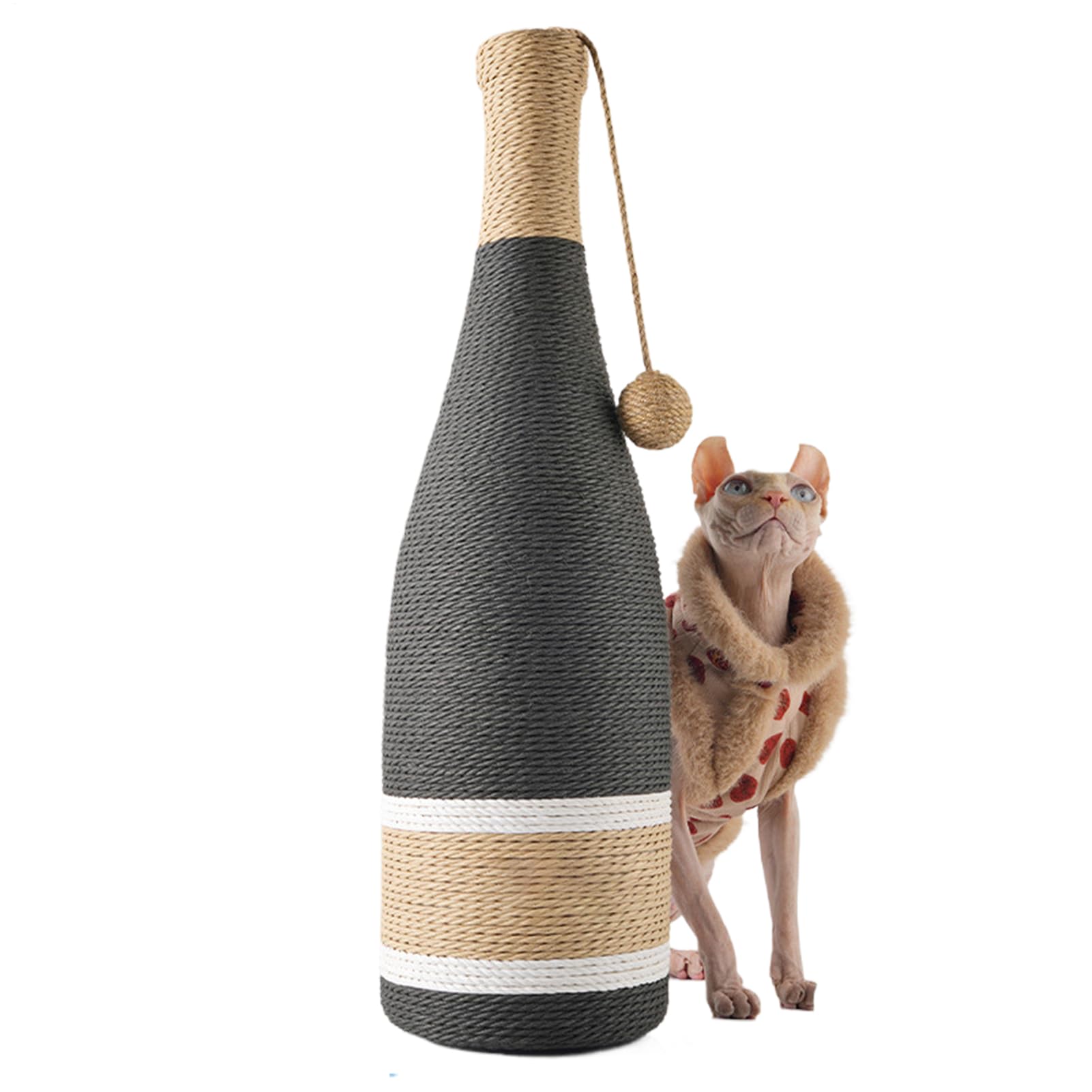 Rascador para Gatos Accesorio Vertical De Botella De Vino Natural con Bola | Rascador Para Gatitos Estimulación Mental Simulación Ejercicio Hogar Exterior Suelo Juego