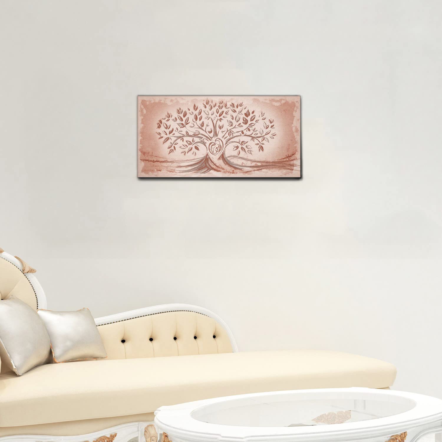 Quadro Sacra Famiglia E Albero Della Vita - Tela Canvas 70x35 Cm, Made In Italy - Foto 4