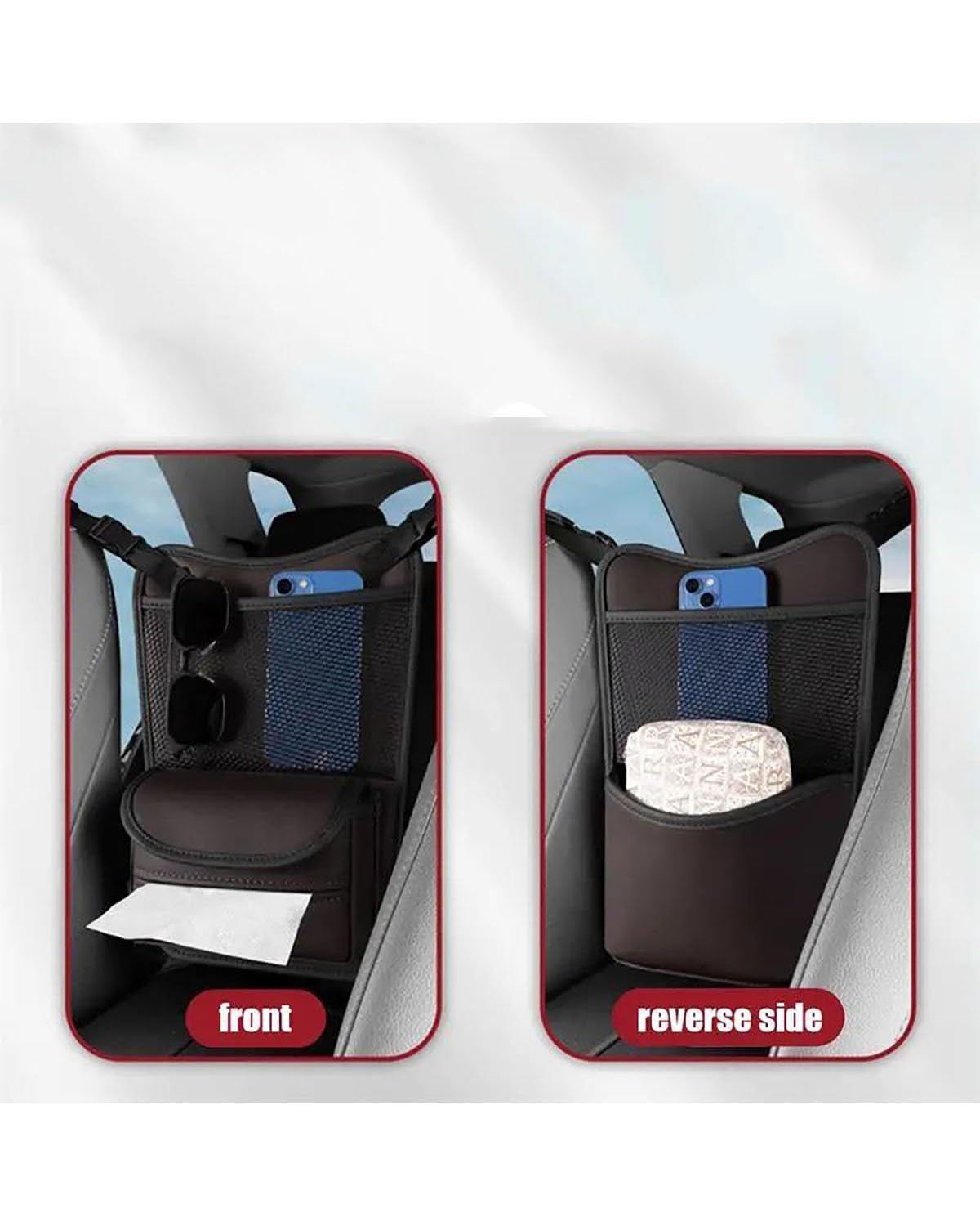 Rete portaoggetti per Auto, Accessori per Interni Auto, Tasca portaoggetti Multifunzionale tra i sedili dell'auto, Tasca a Rete per Auto, portaborse, Portatile (Nero)