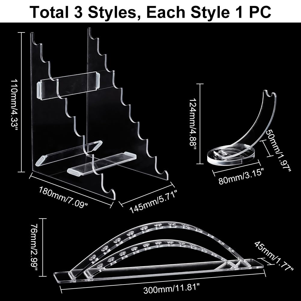 AHANDMAKER Espositore per penne stilografiche in acrilico, 3 stili, trasparenti, per pennelli da trucco, penne, pennelli artistici, 3 motivi