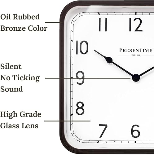 Miniatura 2 de Presentime & Co. - Reloj cuadrado moderno de 16 pulgadas de Anton, silencioso sin tictac, arte de pared y reloj para decoración del hogardecoración