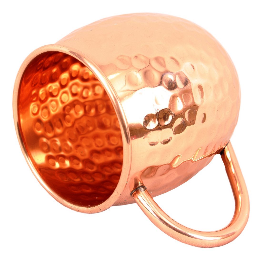 Indian Art Villa Set of 2 Hammered Pure Copper Moscow Mule Beer Mug Cup with Copper Handle 18 Oz each - Bar Hotel Restaurant Tableware