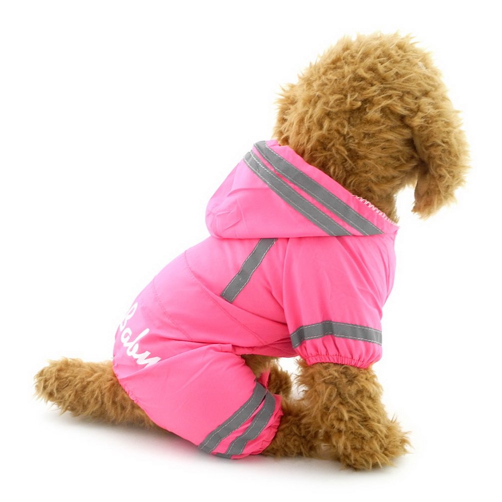 Zunea pequeño Perro Impermeable con Capucha de Malla Impermeable Forrado Cachorro Slicker Ropa de Lluvia Perrito Pet Rain Gear/Traje de Chaqueta Mono Ropa Rosa XL
