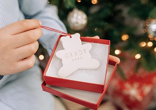 Miniatura 8 de Teddy Bear Christmas Ornament with Name, Personalized Bear Ornament, First Christmas Ornament 2024, Baby Ornament, Child Ornament