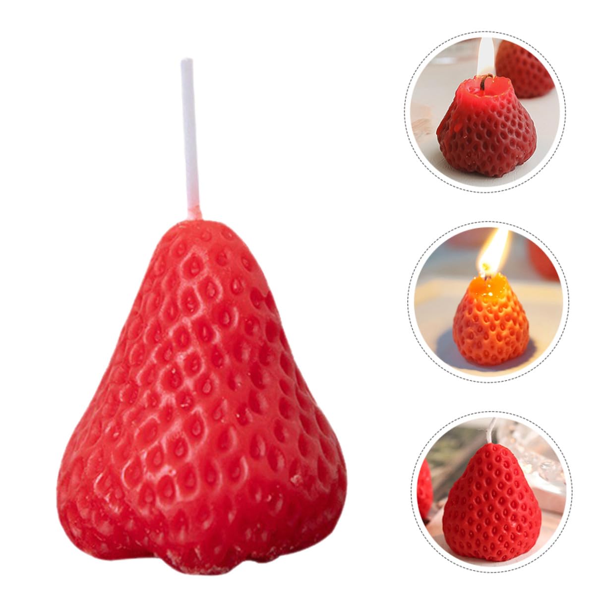 INOOMP Set 9 Candele Profumate alla Fragola, Decorazioni per Feste a Tema Fragole, Candele Estetiche Realistica per Aromaterapia e Arredamento Casa