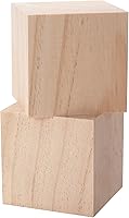 Vista 9 de Cubos de madera para manualidades, 2 pulgadas, 10 bloques de madera grandes en blanco para manualidades y decoración, cuadrados sólidos naturales