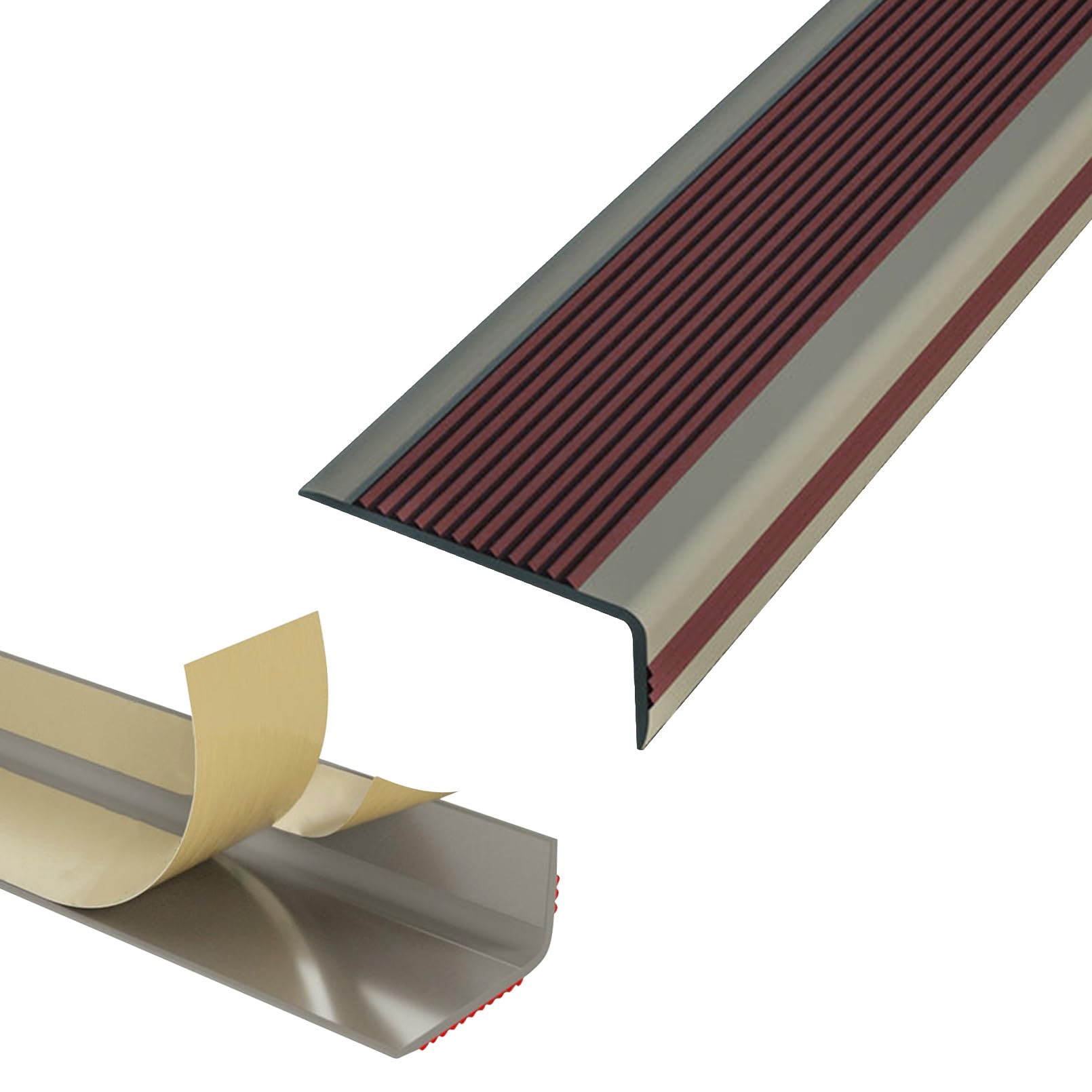 Perfil de Ángulo L Para Escaleras, Perfil de Borde de Escalera Antideslizante de Plástico PVC, Para Escaleras Interiores Y Exteriores, Tiras Antideslizantes Para Peldaños de Bordes de Escaleras(Grayis