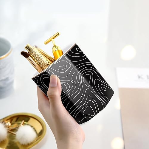 Miniatura 4 de WAVEYU Soporte para bolígrafos, taza para lápices para escritorio, lindo organizador de escritorio, pincel de maquillaje decorativo de cerámica