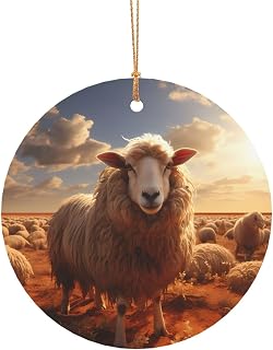 Christmas Round Glass Pendant, Christmas Tree Decoration for Party Decoration and Xmas Day - Australian Sheep