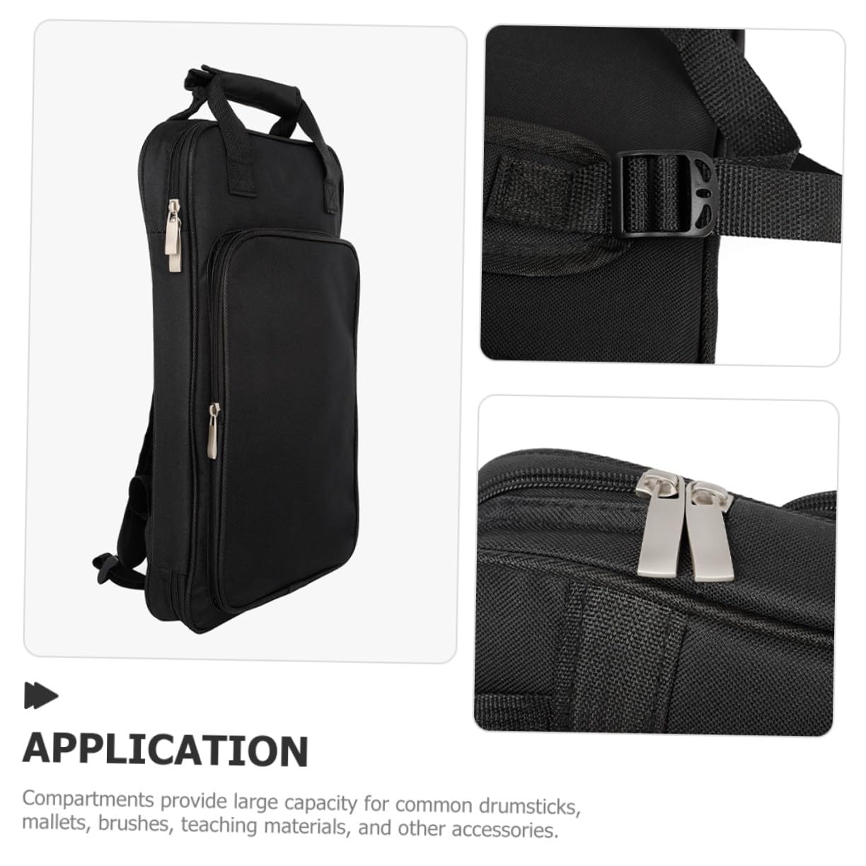 Levemolo Borsa con Ampia Capacità Porta Bacchette Batteria Nero Oxford Resistente e Trasporto Comodo e Tracolla Regolabile, per Festa Scuola Decor