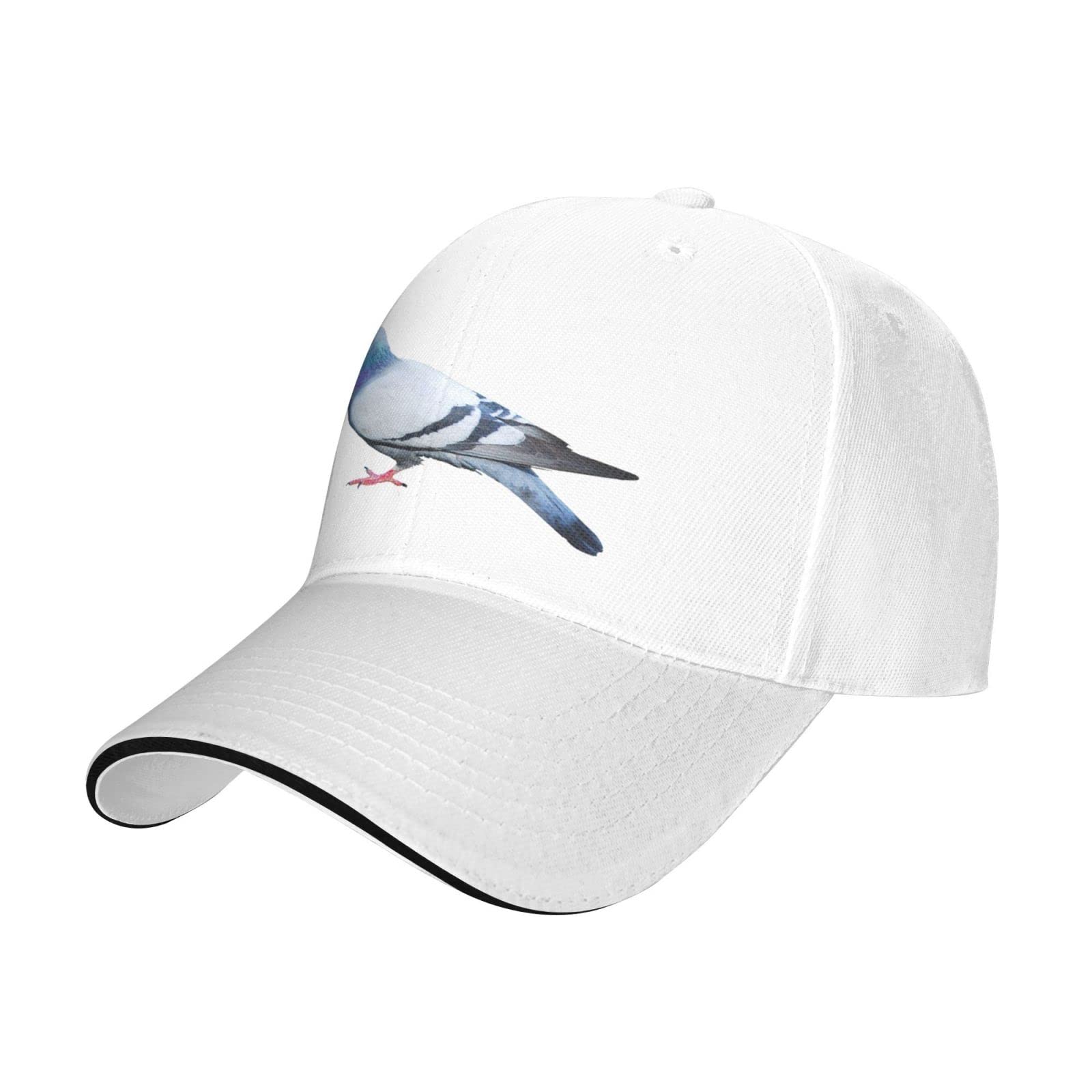 Pigeon Casual Sandwich Baseball Cap Adjustable Washable Classic Curved Brim Baseball Cap for Men and Women, White, One Size