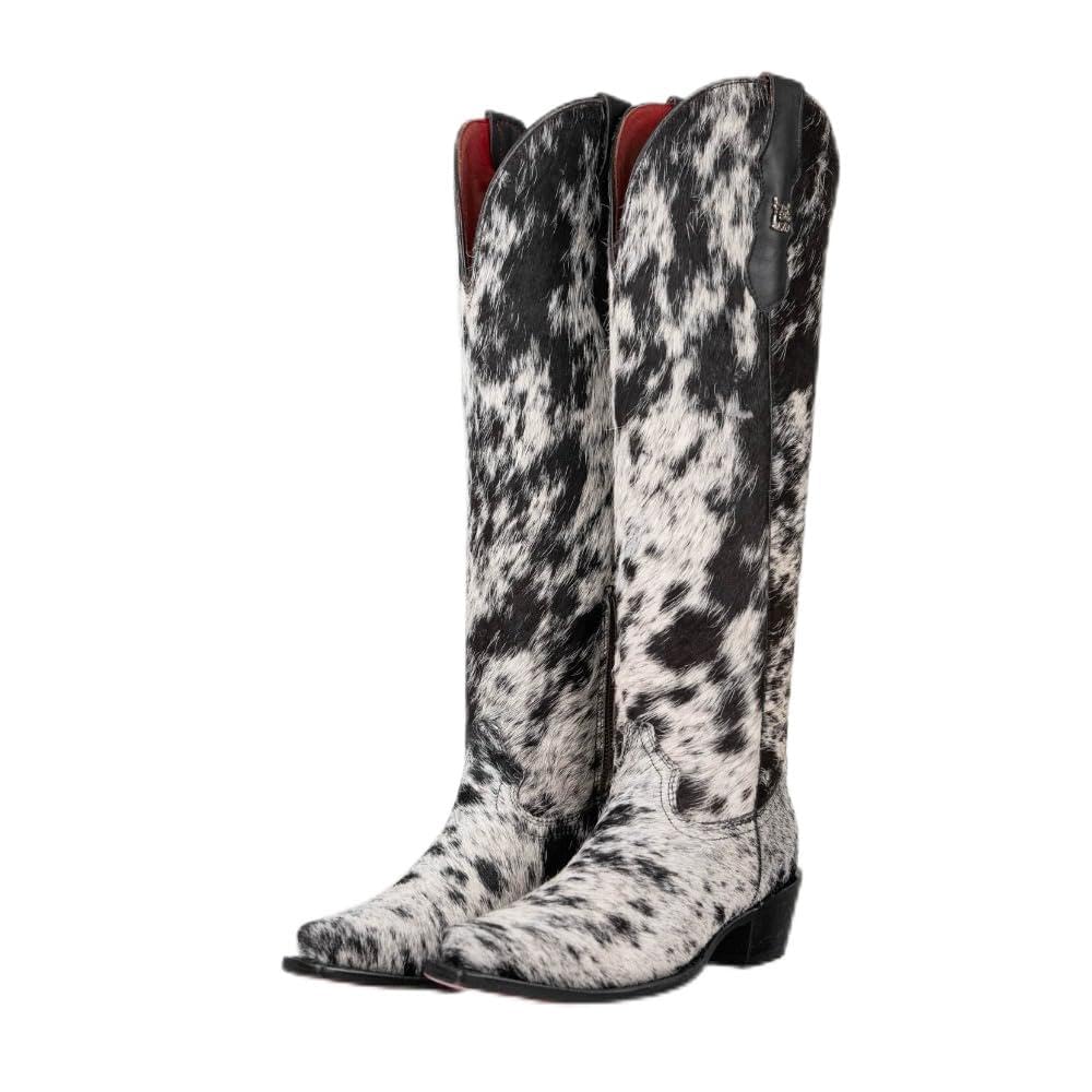 Cowboy Boots for Women Over the Knee Western Boots Embroidery Cowgirl Pull-On Pointy Toe Wide - Plus Size