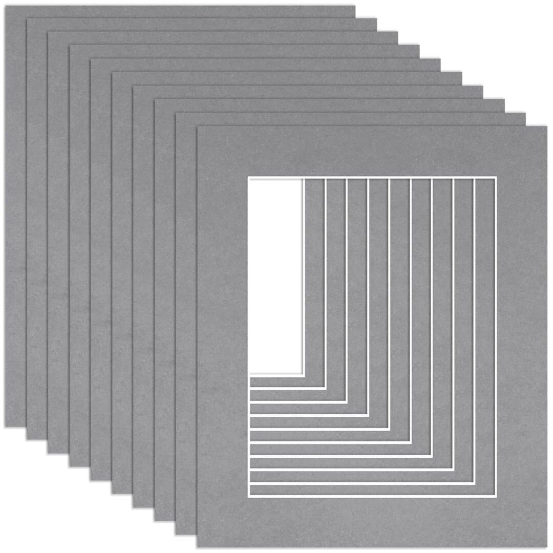 Procut Global 12x10" Mid Grey Picture Mounts to Fit 9x7" Aperture - Precision Cut Cardboard Photo Mount - Ideal for Frames, Prints, Artwork & Certificates - Sizes & Colours Available - 10 Pack — image 1