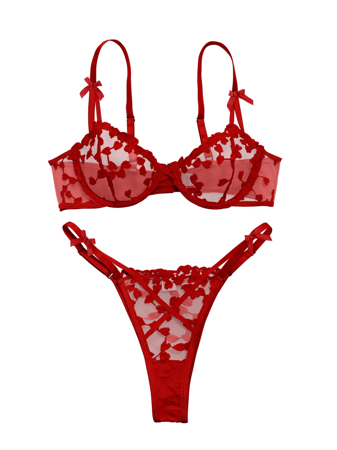 Lilosy Sexy Lingerie Set 2 Piece Women Push Up Bra and Panty 3XS-5XL