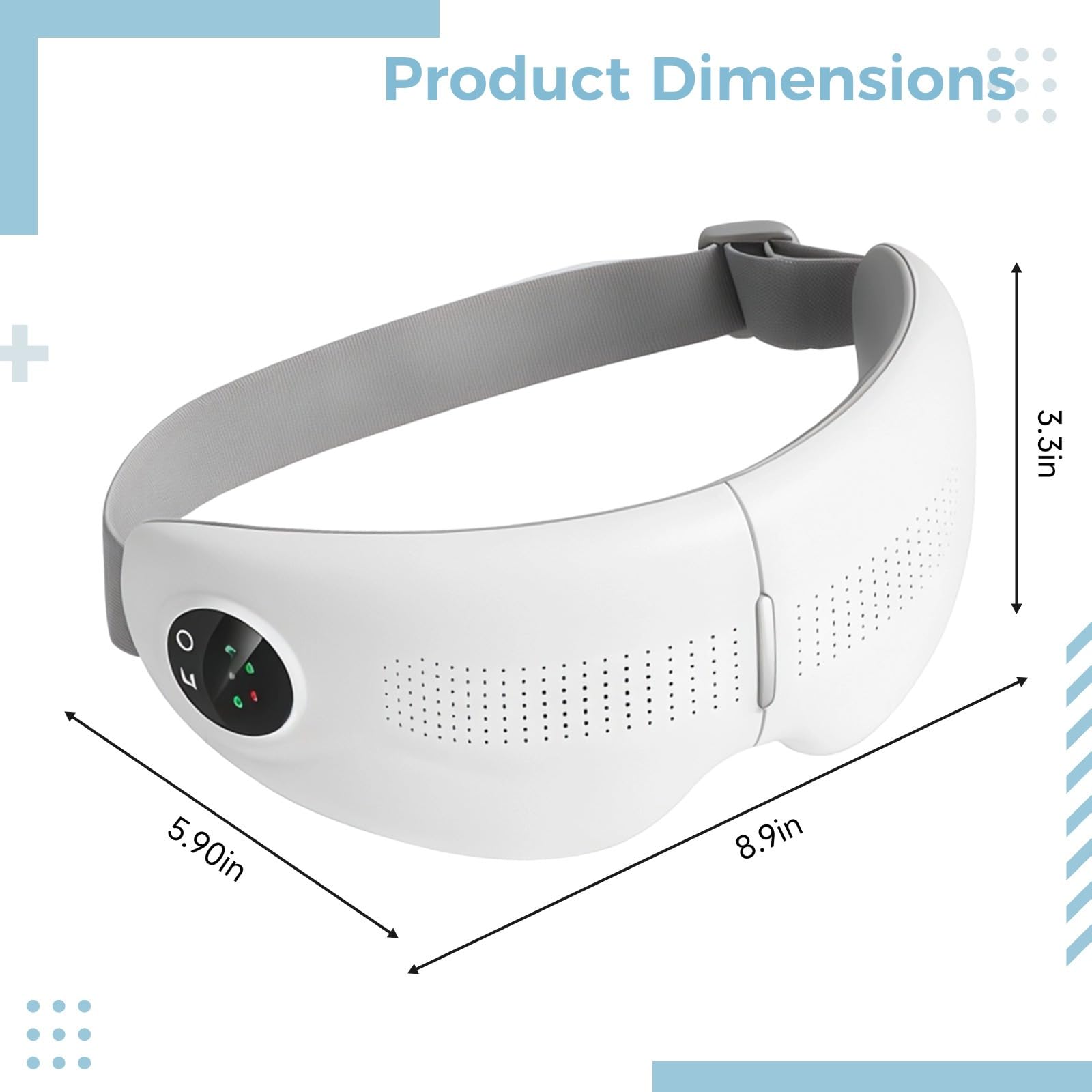 Sangle réglable rechargeable pour massage des yeux, musique et chauffage, masque pour soulager la fatigue oculaire, 5 modes de relaxation, idéal pour réduire les cernes et les yeux fatigués