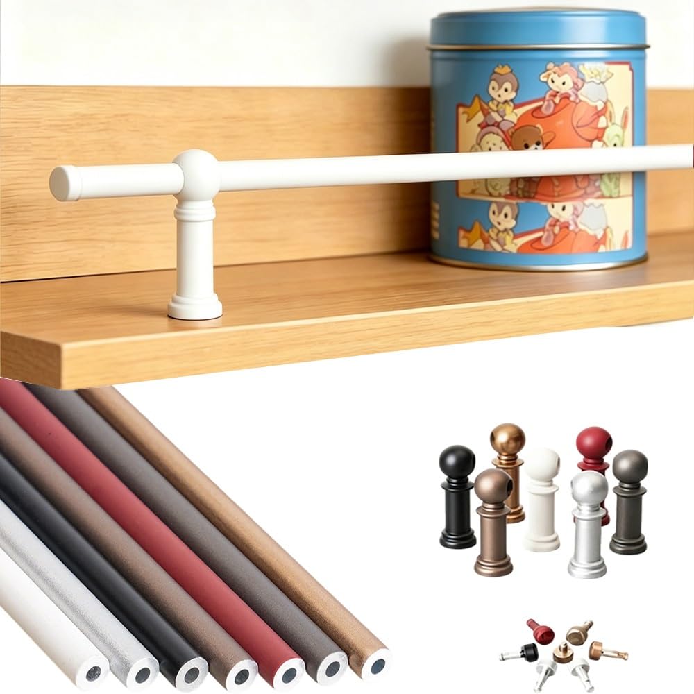 TAJMDGW Anti-Fall Cabinet Guard Fence Bookshelf Gallery Rails for Shelves Metal Guardrail Railing Spindles for Kitchen Shelves Shoe Rack Display Cabinet(White,80cm(31.5"))