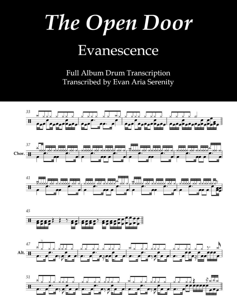 Evanescence - The Open Door: Full Album Drum Transcription (JDS Drum Transcription Books)