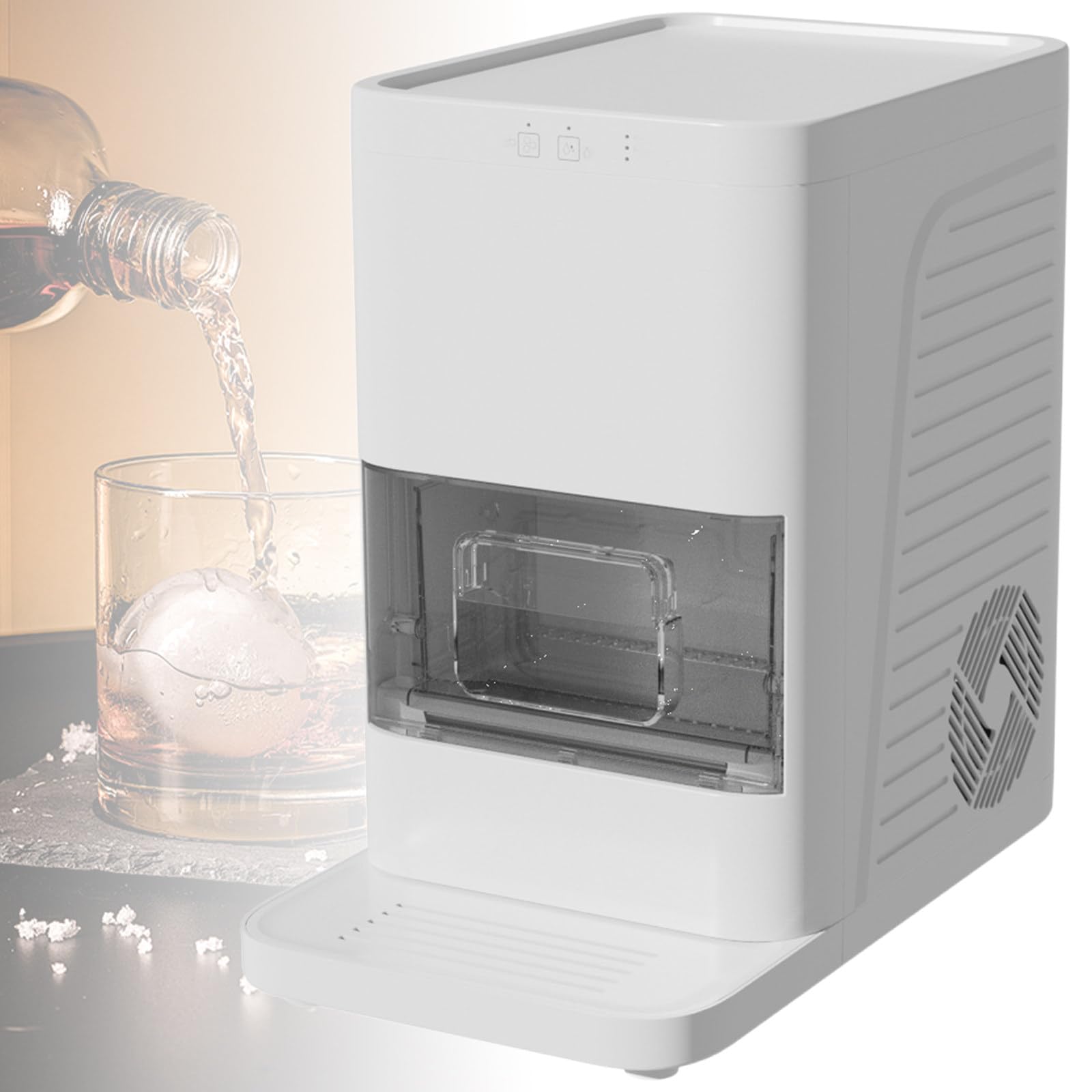 Genérico Máquina para Hacer Hielo esférico para Whisky, 2 Cubitos Redondos en 55 Minutos, Suministro automático de Agua, máquina para Hacer Bolas de Hielo Transparentes para el hogar/Bar (Blanca).