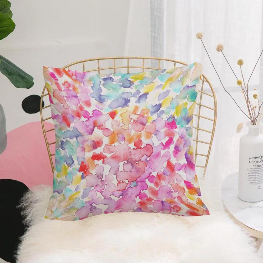 Hyosxw Seamless Background Pattern With Bright Pink - A8 Cushion Cover,Throw Pillow Case Home Decorative For Living Room Bedroom Sofa Chair 18X18 Inch,Seamless Background Pattern With Bright Pink Turquoise Blue And Yellow Dots And,Pillowcase 45X45cm