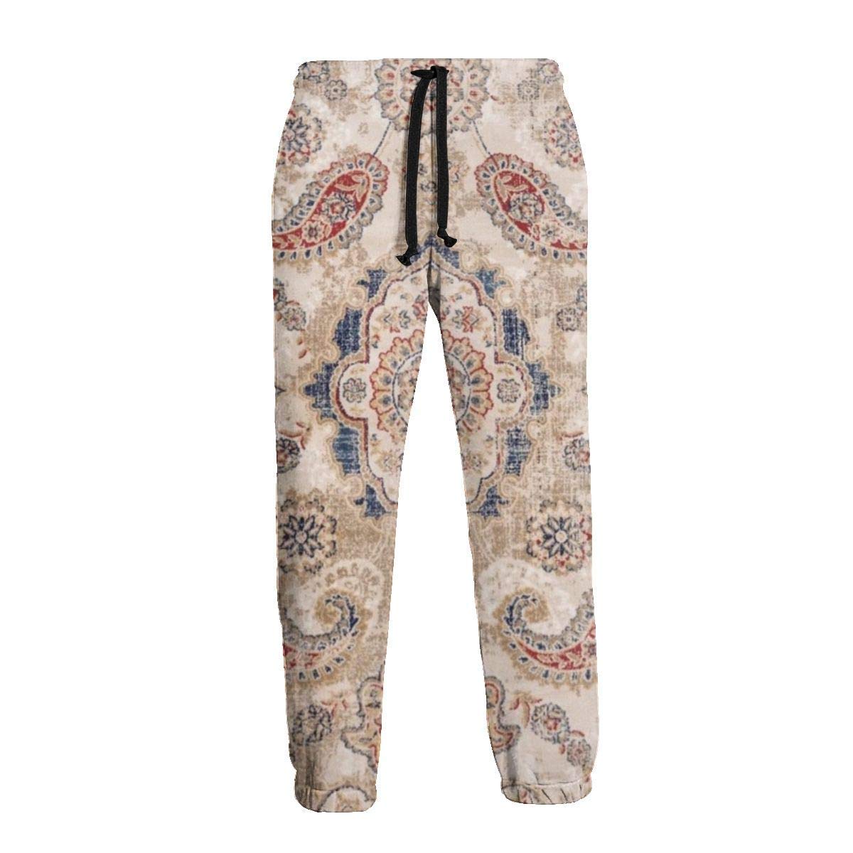 Paisley Antique Floral Pattern Workout Pants Men - Quick Dry Sports Sweatpants Open-Hem with Pockets