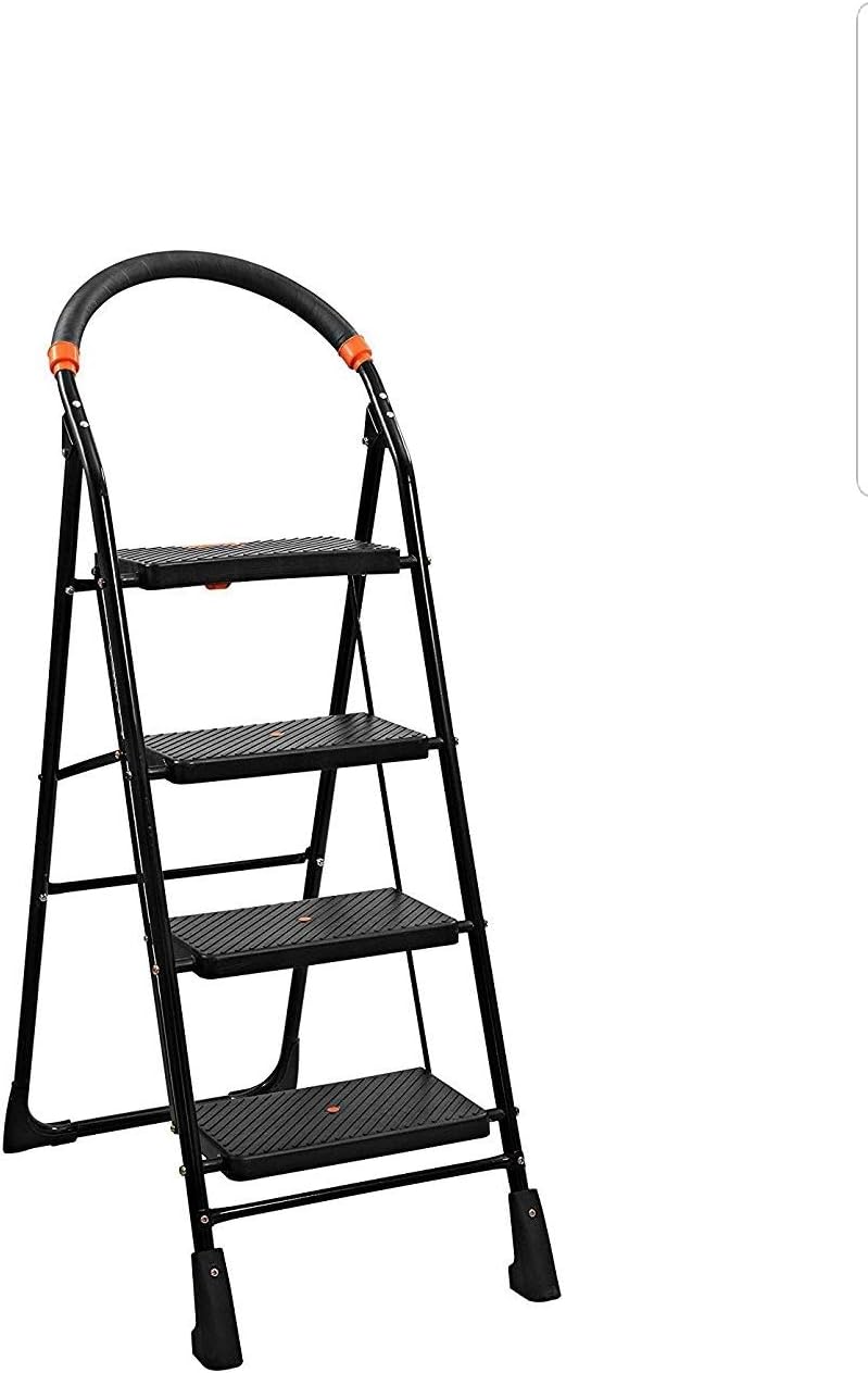 TRUPHE High Tensile Metal Anti Skid Foldable 6 Step Ladder for Home Use (Black)