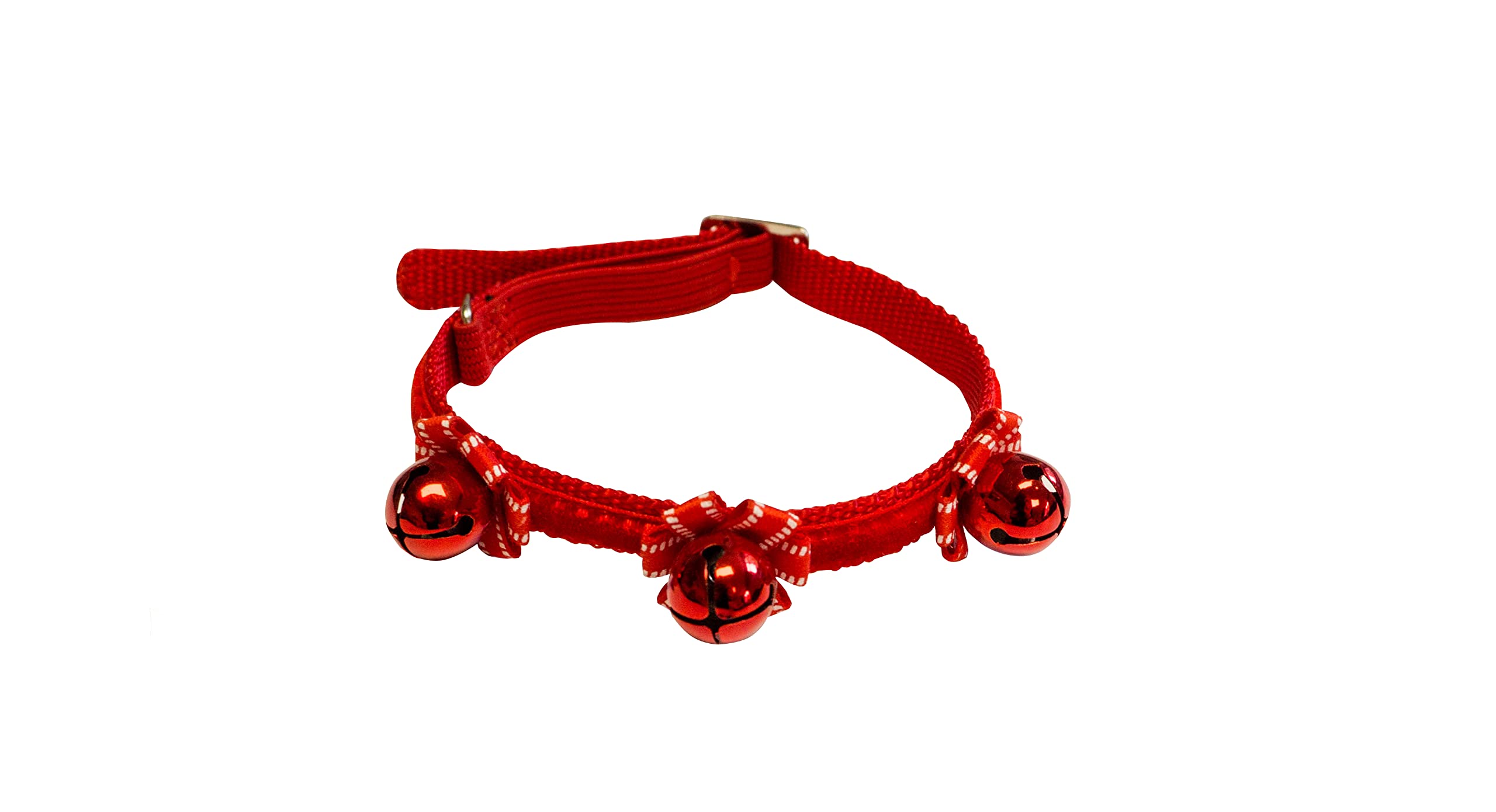 Christmas Cat Collar - Festive Red Bells & Tartan Bows - Lightweight Nylon Design with Soft Velvet Strip - Perfect for Holiday Season & Parties - Stylish & Comfortable for Cats