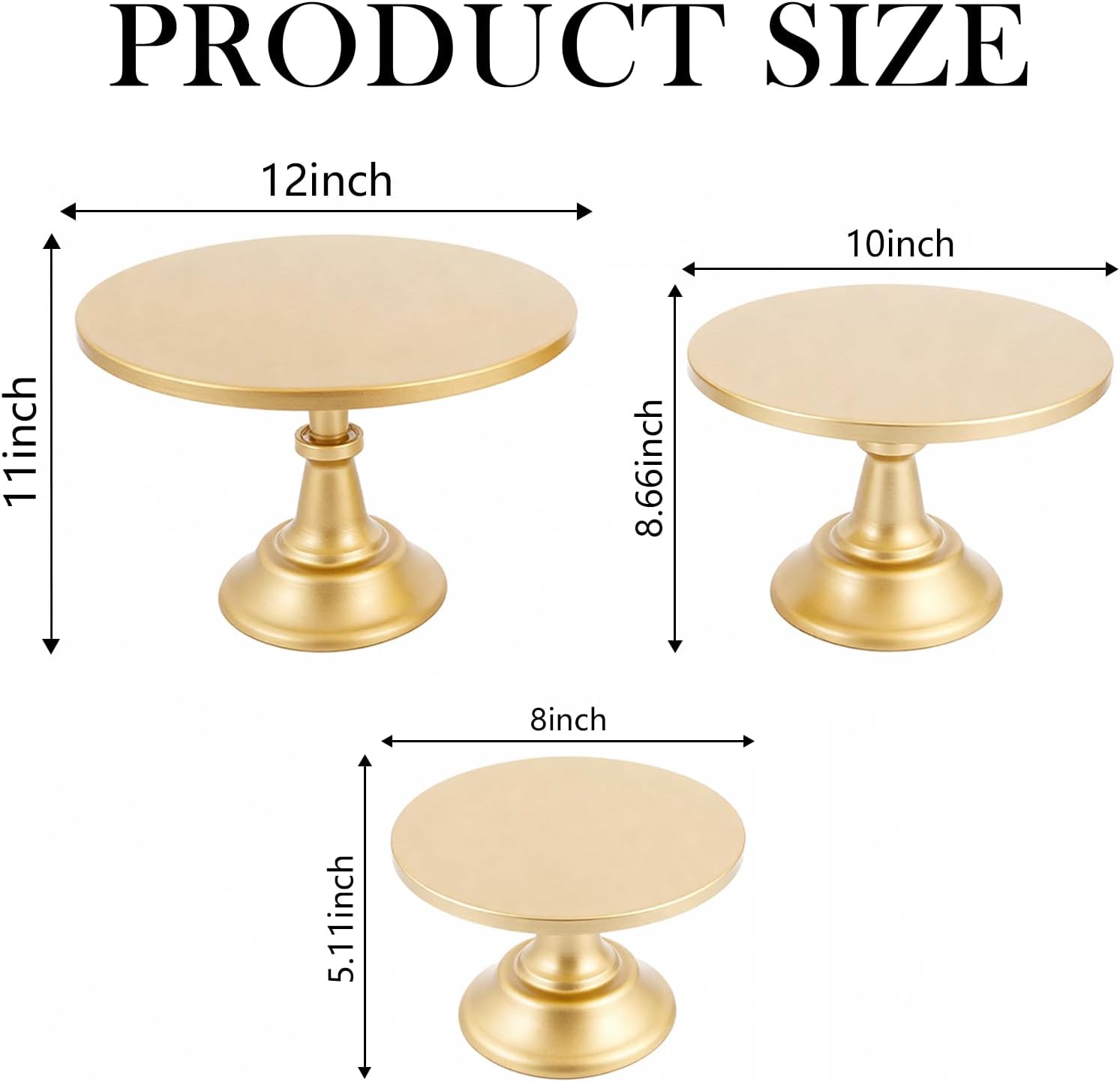 3 Pack Gold Dessert Table Display Set, Metal Round Cake Stand, Display Table with Base, Multi-Function Cake Stand for Party, Wedding, Birthday, Celebration, Anniversary Decorations
