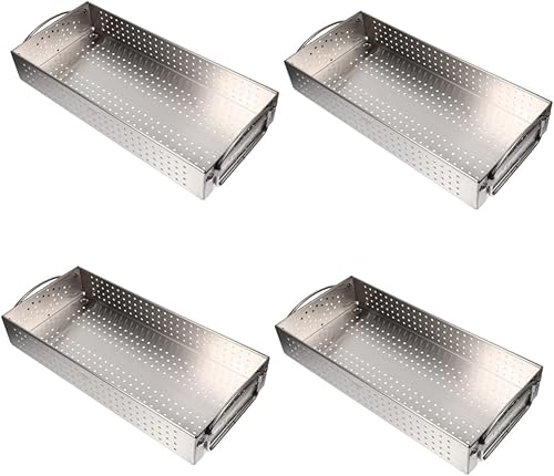 Zerodeko Bandeja de acero inoxidable, 4 piezas, bandeja de metal, tenedores, organizador de cajones de cubiertos con tapa, bandeja de cubiertos para