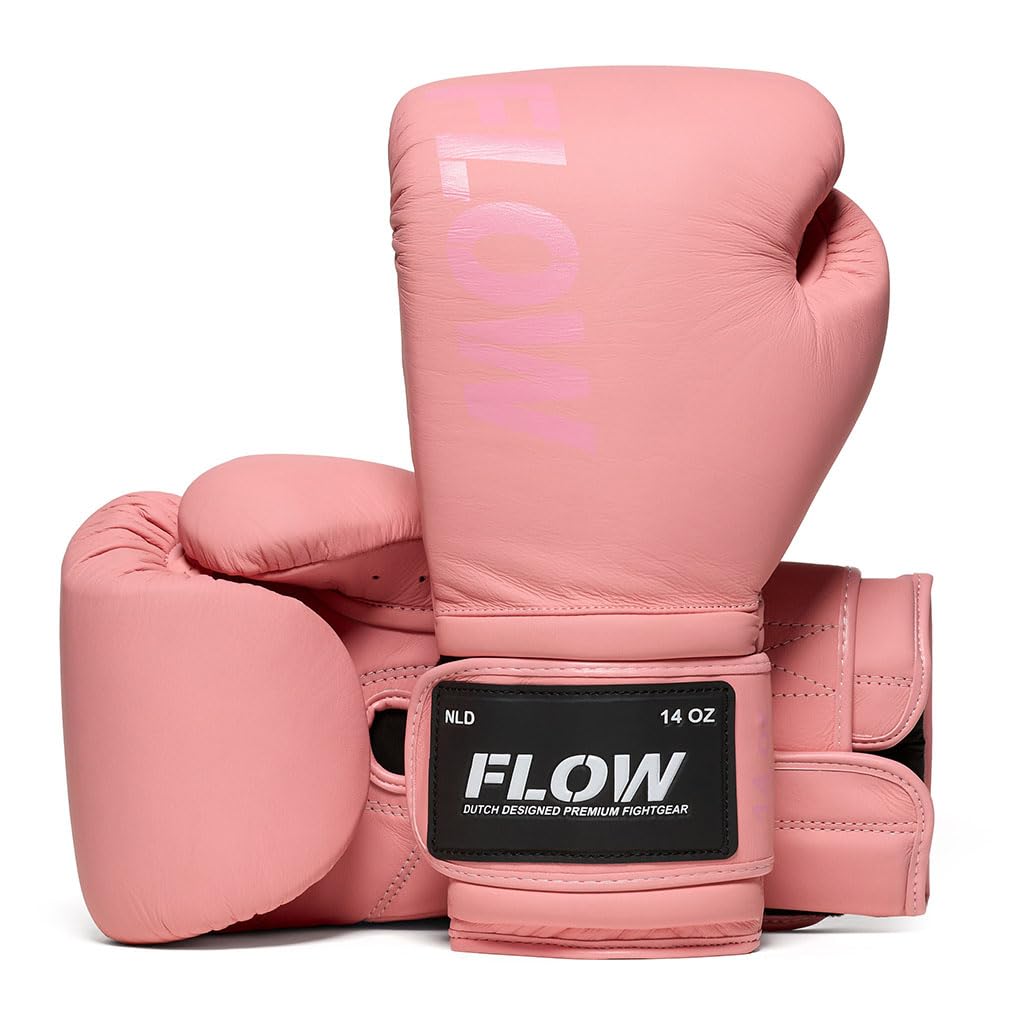 Flow Challenge Rękawice bokserskie z prawdziwej skóry, sparing i trening, Muay Thai, Kickboxing, MMA, sztuki walki, dla mężczyzn i kobiet