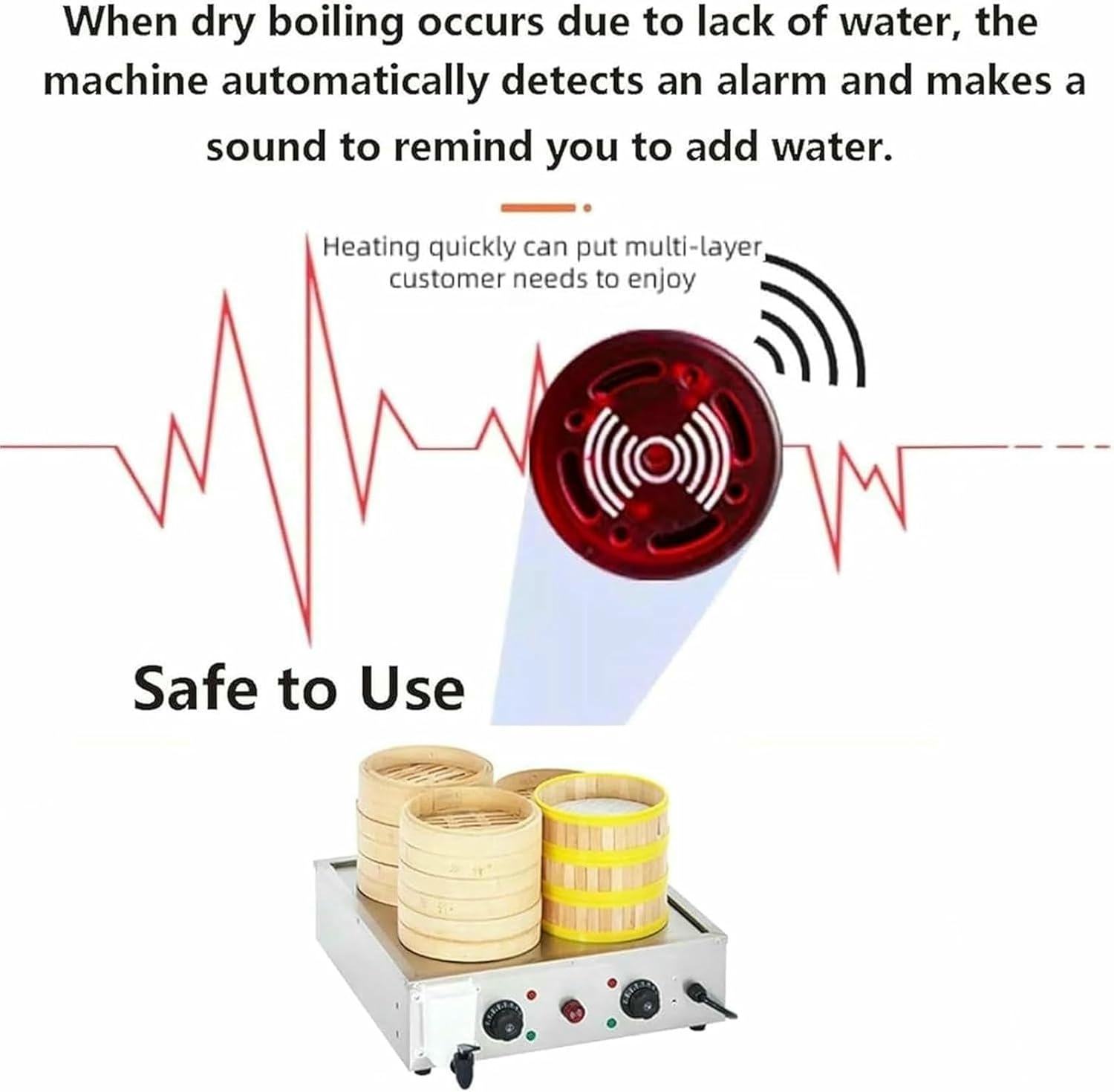 Stainless Steel, Electric Machine for Steam Buns, Commercial Bread Heater for Home, Store, Buffet and Restaurant.