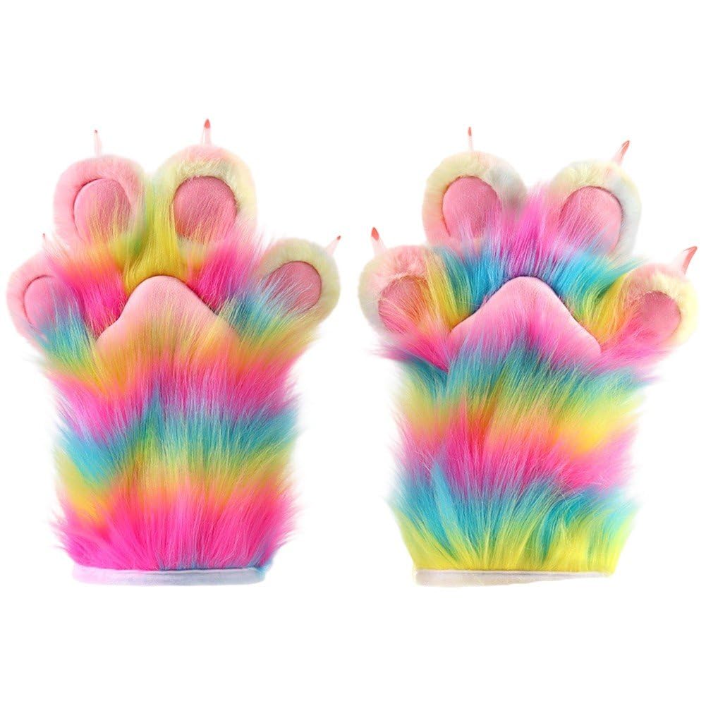 Guantes con forma de garra de animal de peluche cálidos para Halloween