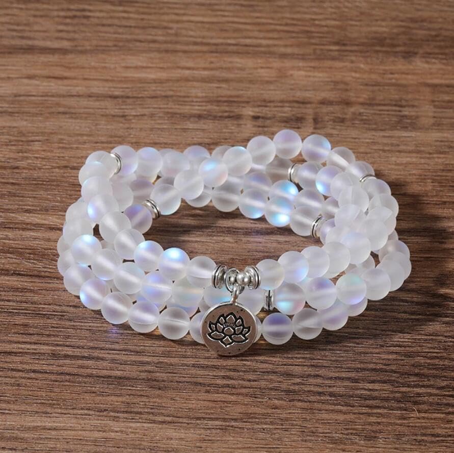 Miniatura 6 de Natural gemstone crystal bracelet, 108 mala beads Healing Prayer Praying Meditation Chakra Reiki Yoga bracelet, Aura Angel Quartz Crystal Beaded
