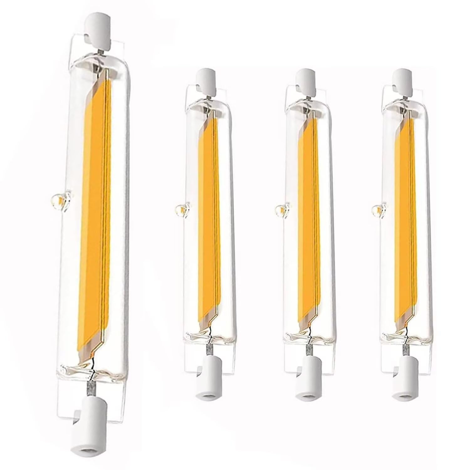 Bombillas LED R7s de 15 W, 118 mm, regulables, 3000 K, blanco cálido, 2000 lm, sin parpadeo, repuesto de iluminación de 360°, para halógeno de 150 W-200 W, paquete de 4 para luces de suelo, pared y