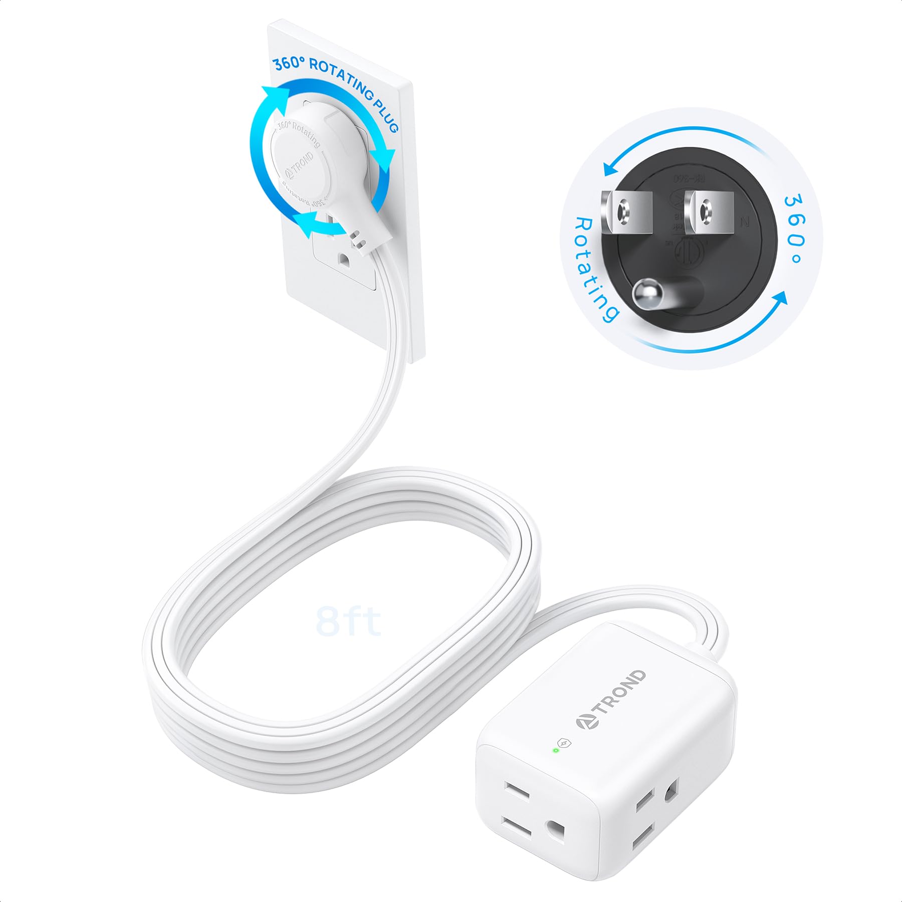 TROND Rotating Extension Cord - 3ft, 3 Outlets -25
