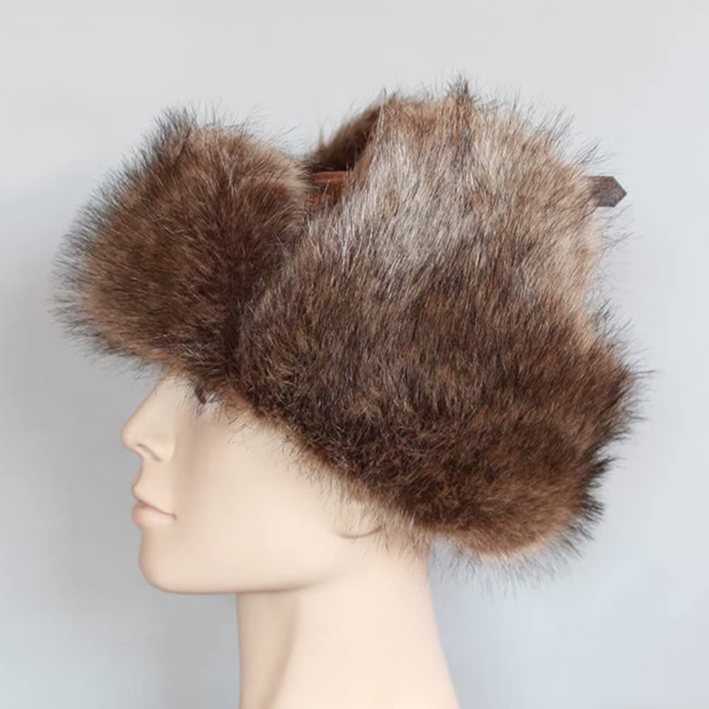Cappello Unisex Marrone Finto, Cappelli di Pelliccia, Cappello Invernale con paraorecchie Antivento, Marrone-7 3/8-7 5/8,Brown-7 3/8-7 5/8