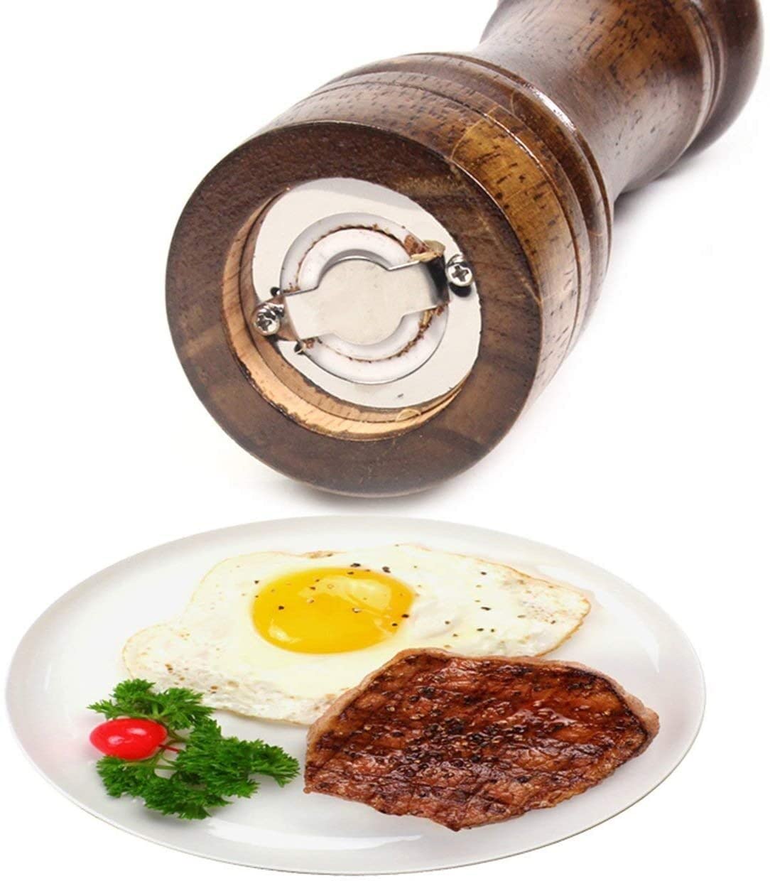 XMING Grinder Pepe Pepe macinato manualmente Pepe, Sesamo, Sale Marino, Pepe, Fresco macinato macinino Pepe Nero, Legno (3 pz)