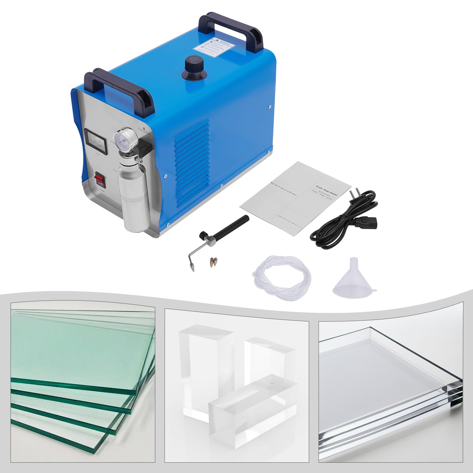 Pulidora de mesa portátil de hidrógeno de 400 W, soldador de agua, pulidor de llama ajustable, para pulir materiales acrílicos, 1800 ml