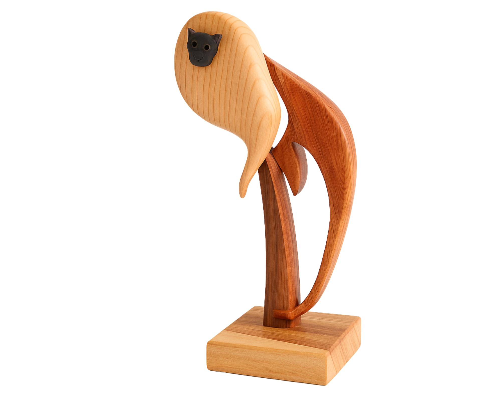 Sculpture tamarin lion doré bois fait main | Idée cadeau art sauvage unique