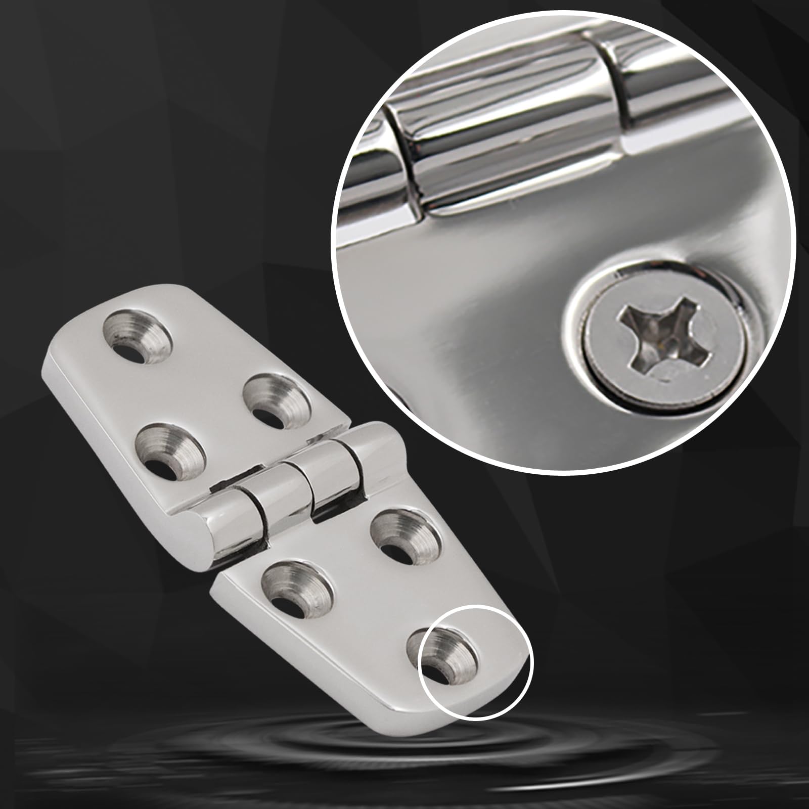 Zawiasy ze stali nierdzewnej 316, klasa morska, 7,6 cm x 3,8 cm, wytrzymały zawias do łodzi (76 mm x 38 mm), zawias do drzwi szafki ze śrubami (6 sztuk)
