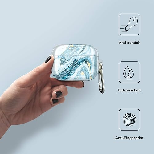 Miniatura 4 de JIAXIUFEN Compatible con AirPods Pro 2019  Airpods Pro de 2 generación, diseño de mármol dorado brillante con purpurina, lindo protector completo de