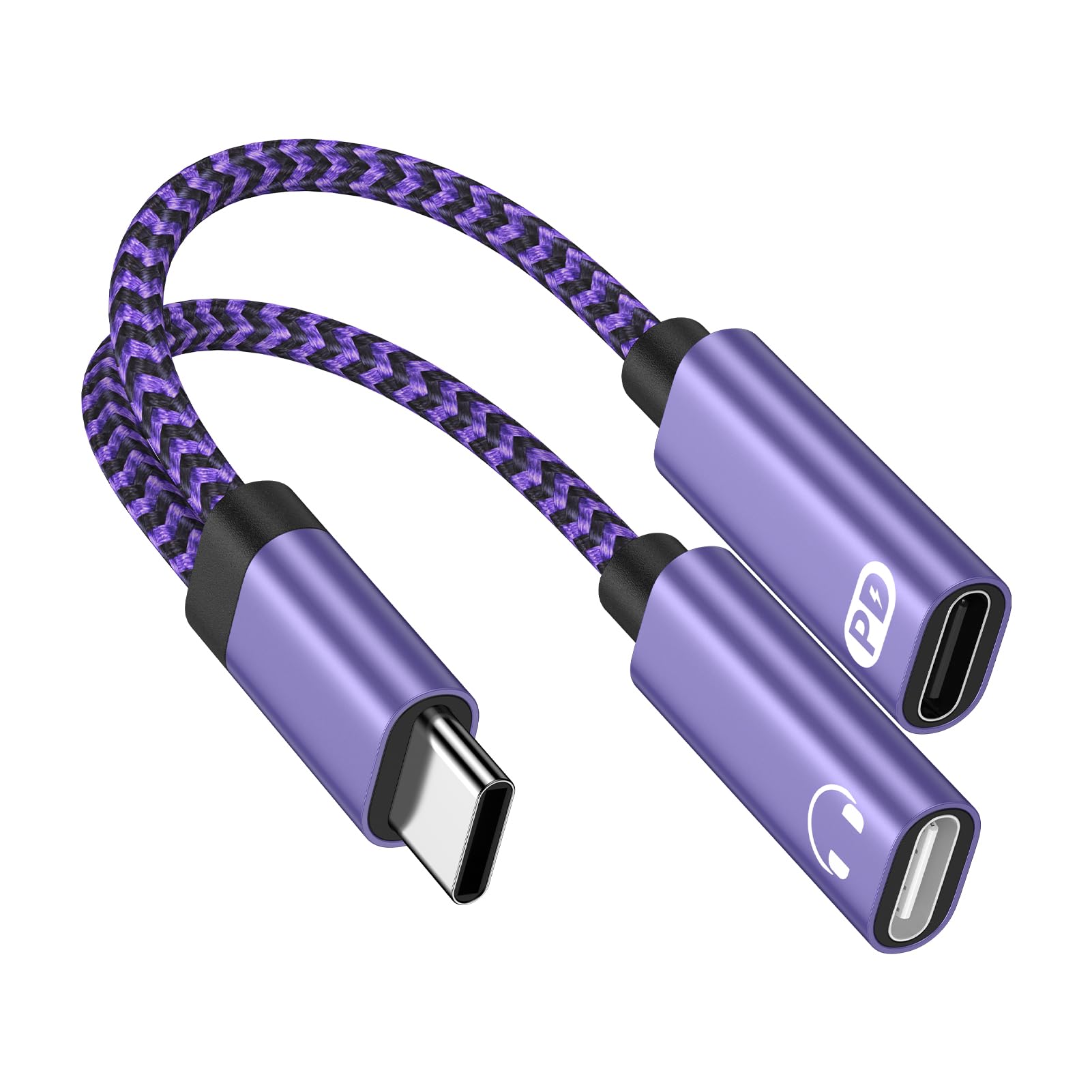2 in 1 Samsung USB Type C to USBC Headphone and PD 60W Charger Adapter for Galaxy S26/S26 Ultra/S26+ S25 Ultra S24,USB C Splitter 1 in 2 Out HiFi Audio Adapter for iPhone 17e 17 Pro Max 17 Air 16E 16