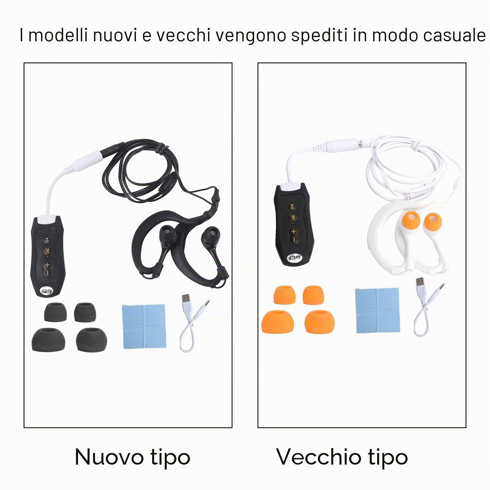 IPX8 Sport Impermeabile Mp3 Per Nuoto, Mp3 Etanche Natation Lettore musicale FM subacqueo durevole con cuffie e clip Broadcast Black4GB Lettore musicale portatile impermeabile 4GB