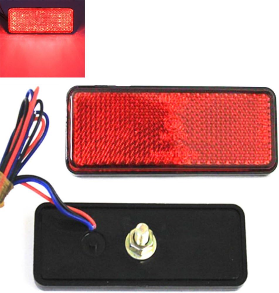 2X Rectangle Reflector Waterproof 24 LED Marker Tail Brake Stop Light Car Trailer Truck for RV,Trailer,Truck,UTE,UTV,ATV,Motorcycle (Red Rectangle)